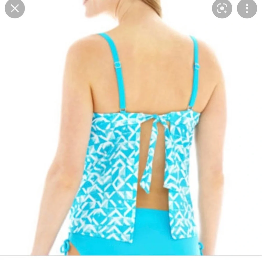 Maidenform Swim By the Sea Tankini Push Up Bra Fit Blue & White Print XSmall